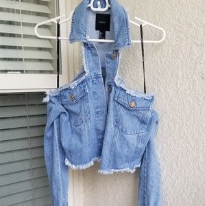 Forever 21 cold shoulder denim jacket
